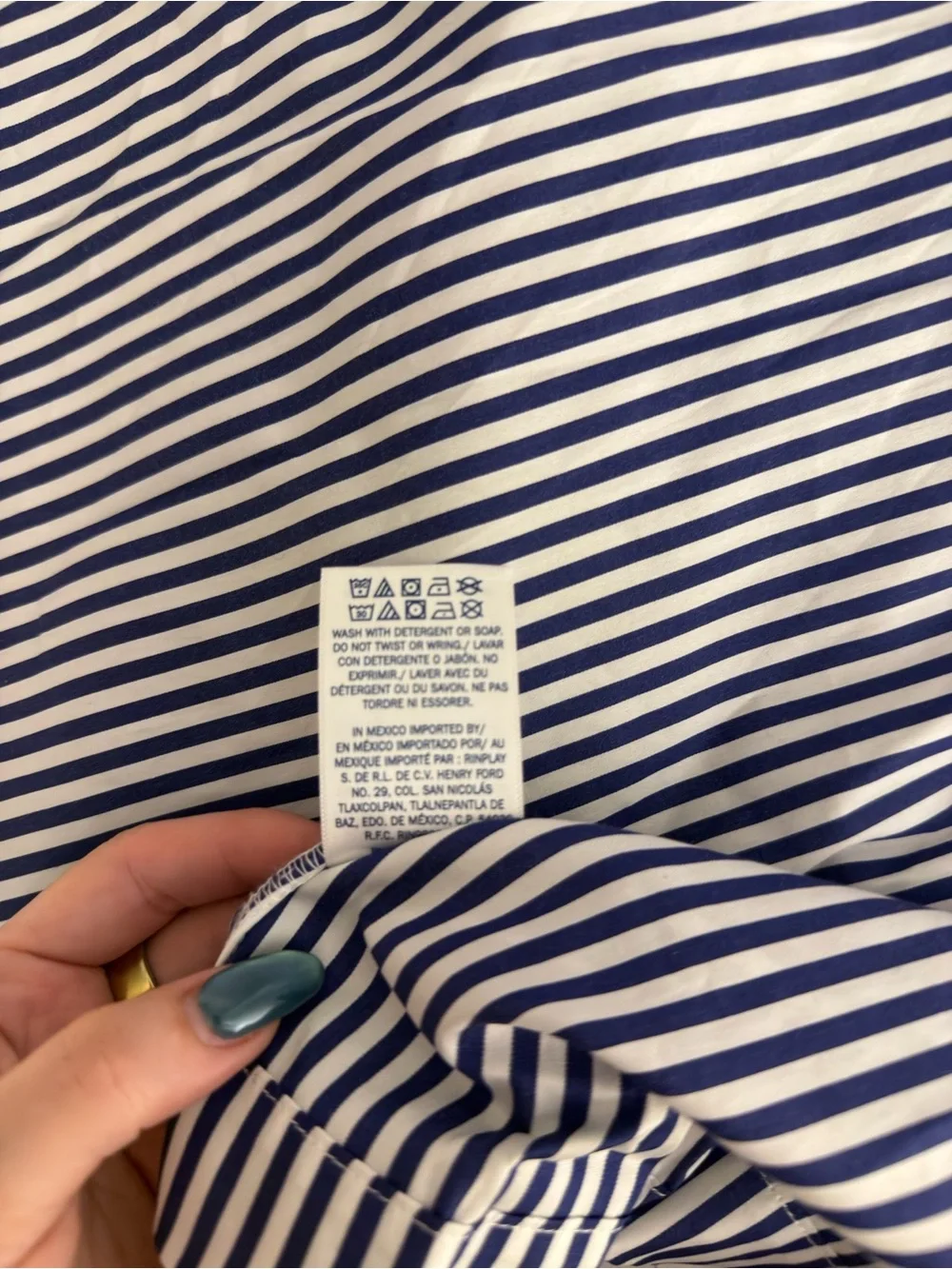 Ralph Lauren Navy & White Vertical-Stripe Poplin Robe
